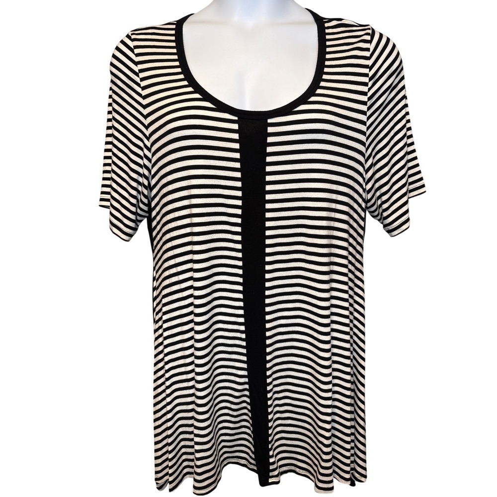 Karen Kane Womens Black‎ White Striped Tunic Top 3X Excellent Stretch Nautical